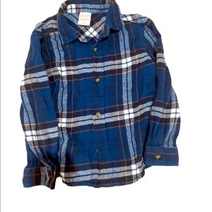 Boys blue plaid button down - size 5T